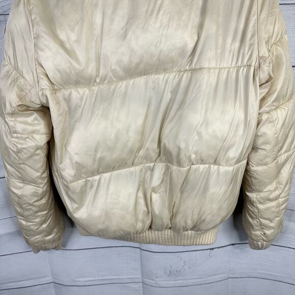 Abercrombie & Fitch Womens size XS Nylon Hooded Puffer Coat Jacket Cream - Picture 6 of 11